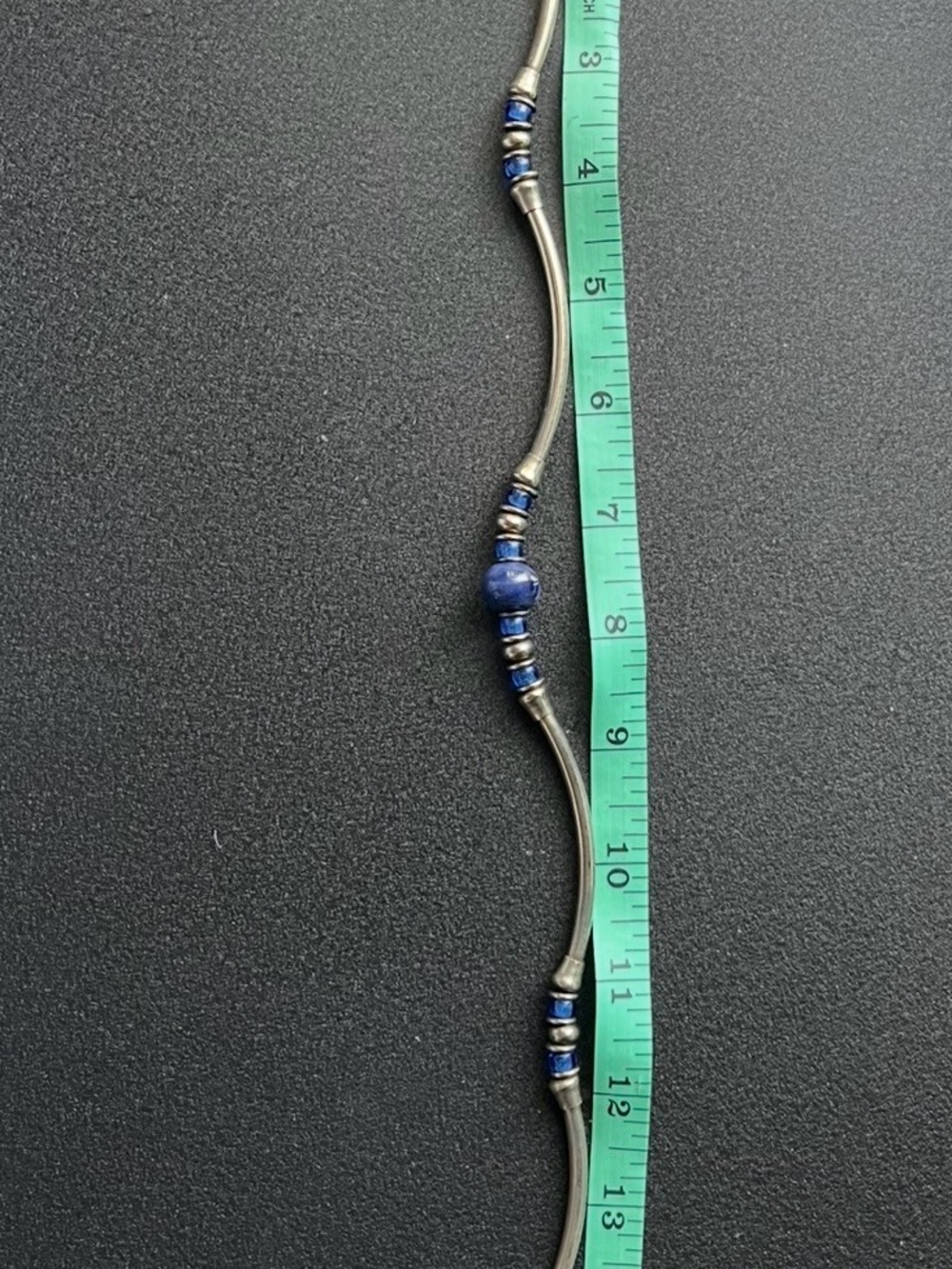 Silver-Tone Necklace with Blue Bead Accents